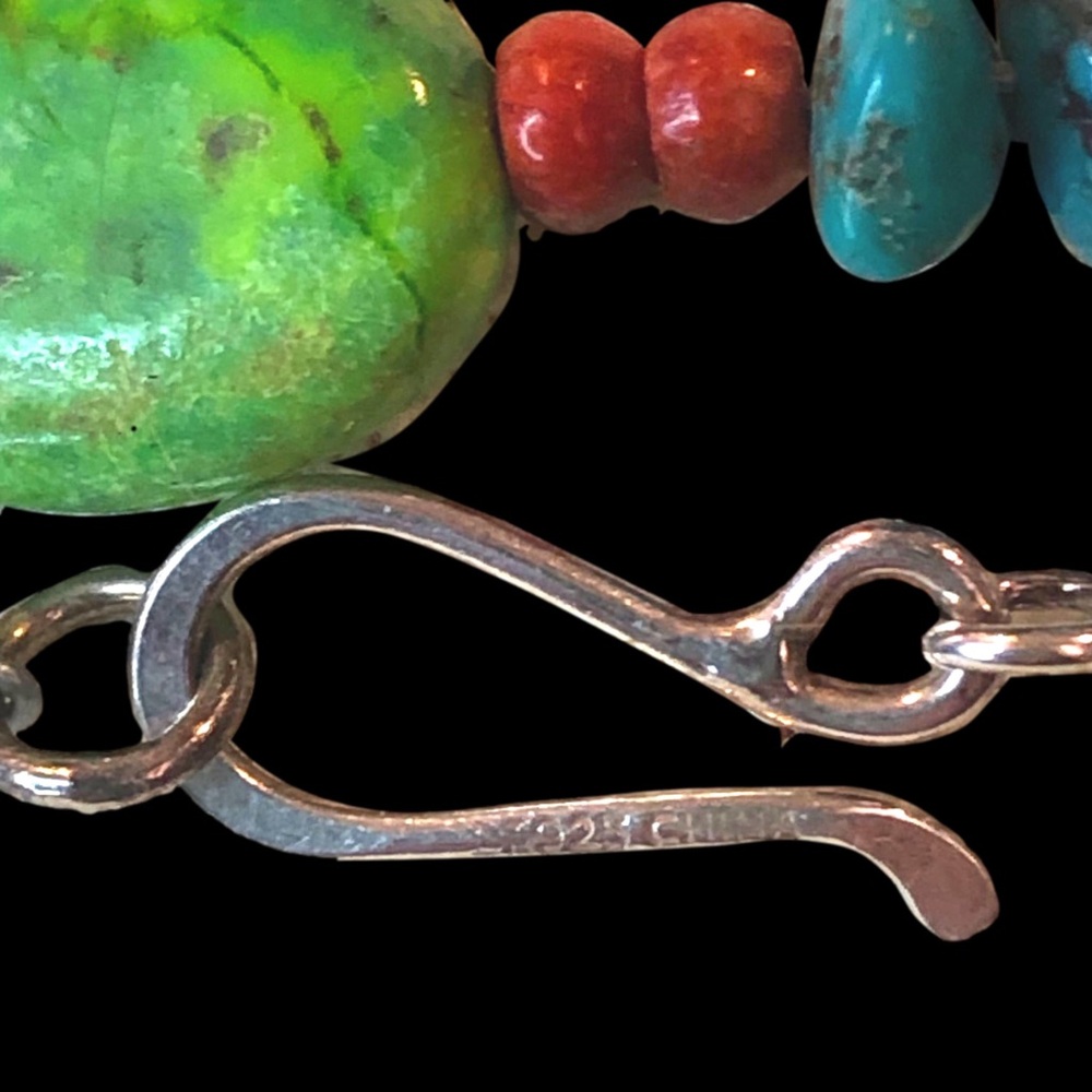 JAY KING DTR 48 inch Long Turquoise Spiny Oyster Sterling Silver Necklace - Picture 12 of 17